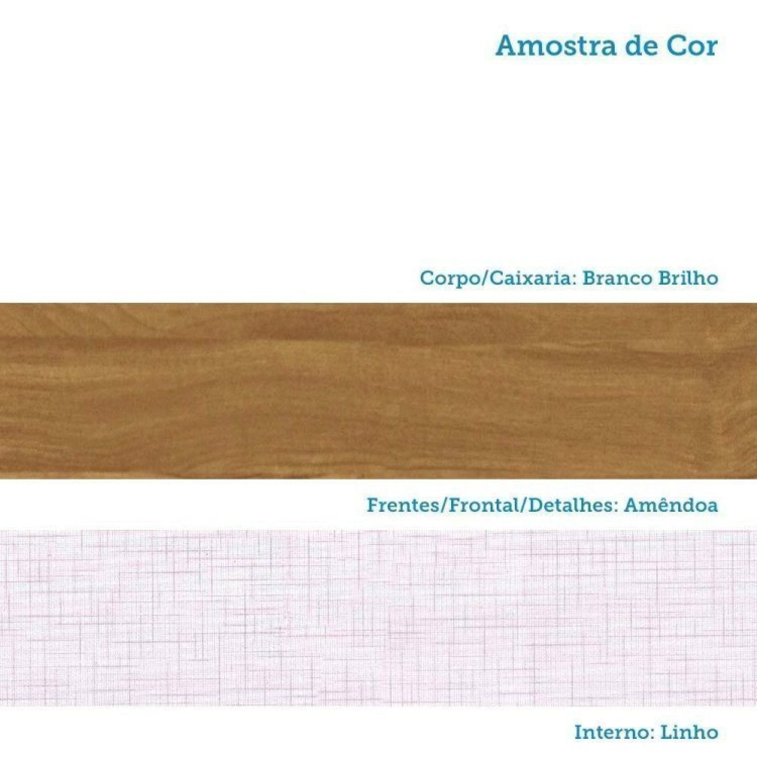Conjunto Quarto de Bebê com Guarda Roupa e Berço Kakau Retrô Espresso Móveis Branco Brilho/Amêndoa