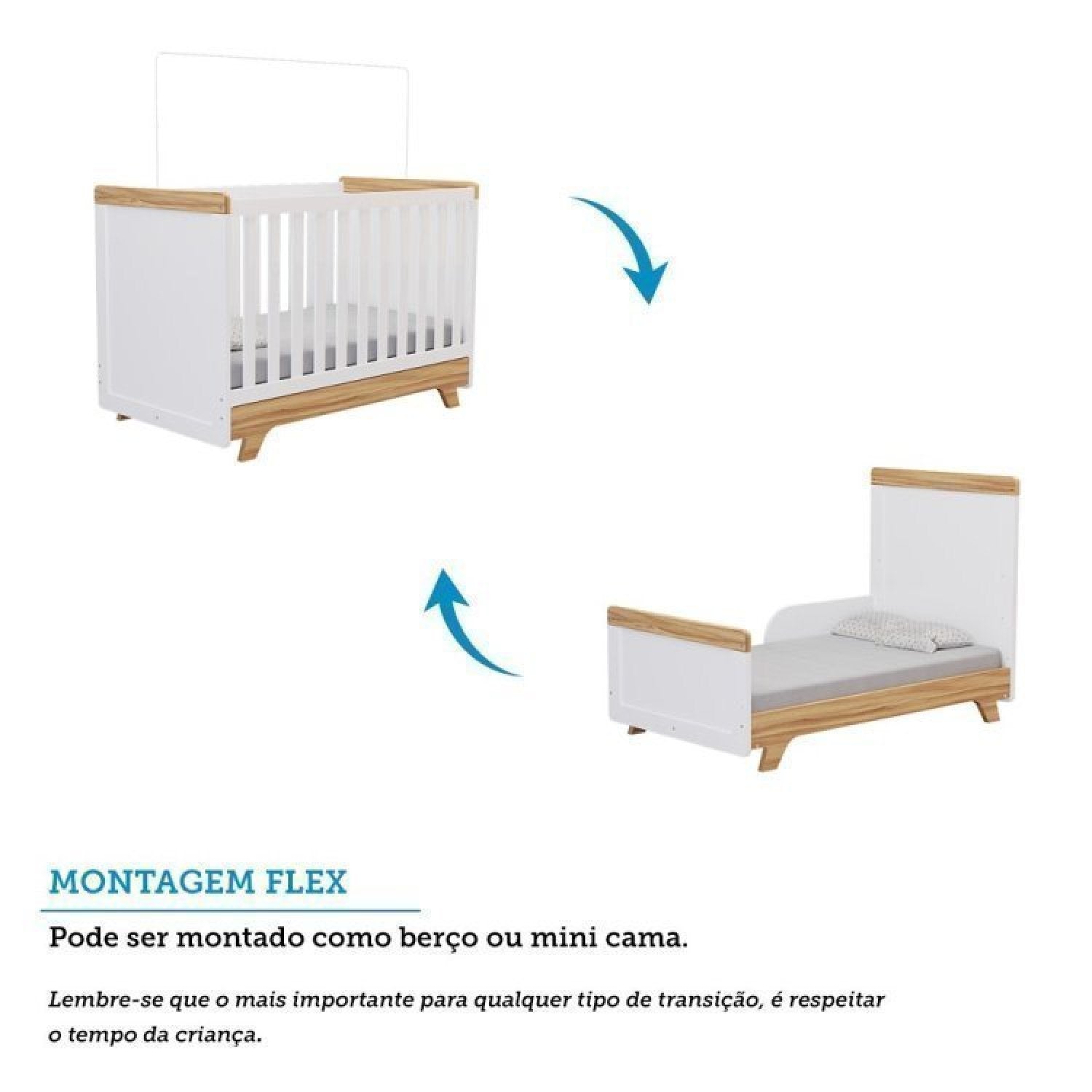 Conjunto Quarto de Bebê com Guarda Roupa e Berço Kakau Retrô Espresso Móveis Branco Brilho/Amêndoa