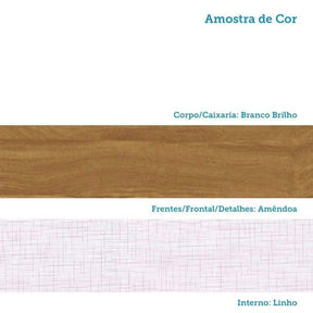 Conjunto Quarto de Bebê com Guarda Roupa e Berço Kakau Retrô Espresso Móveis Branco Brilho/Amêndoa